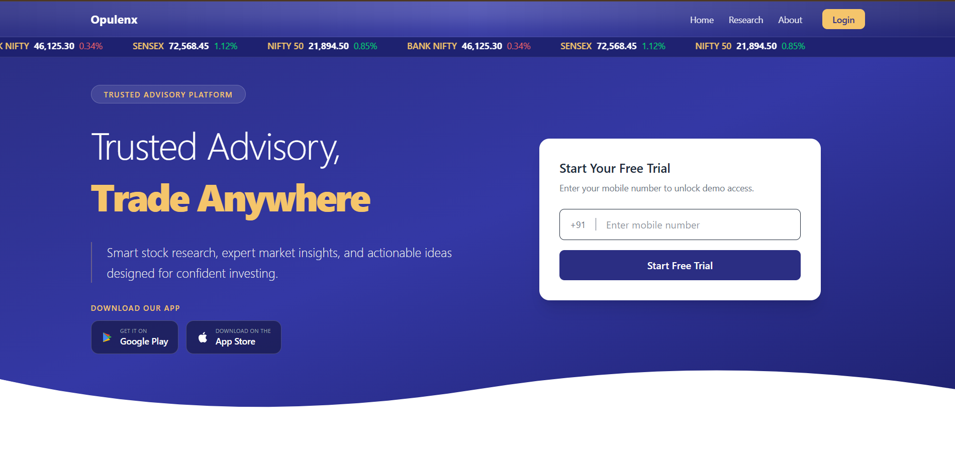 Opulenx - Trust Advisory | Trade Anywhere website